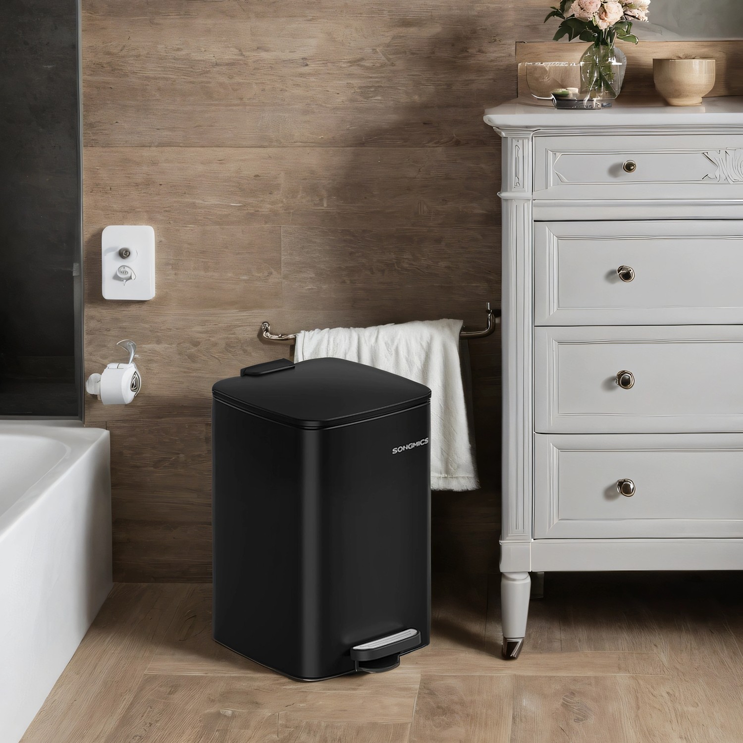 Trash Can - VERRA 20L Kitchen Garbage Bin Soft Close Stays Open - Black
