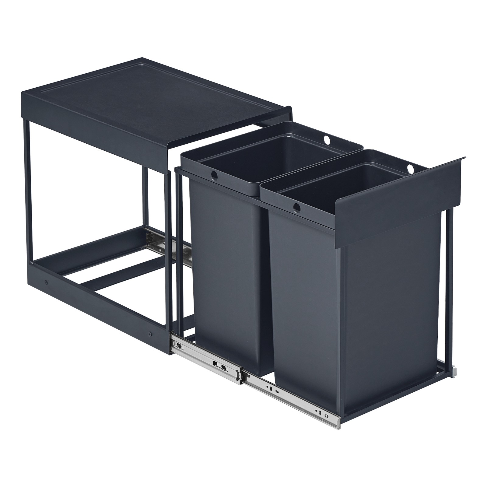 HITONE Dual Compartment Kitchen Recycling Bin 40L - Grey