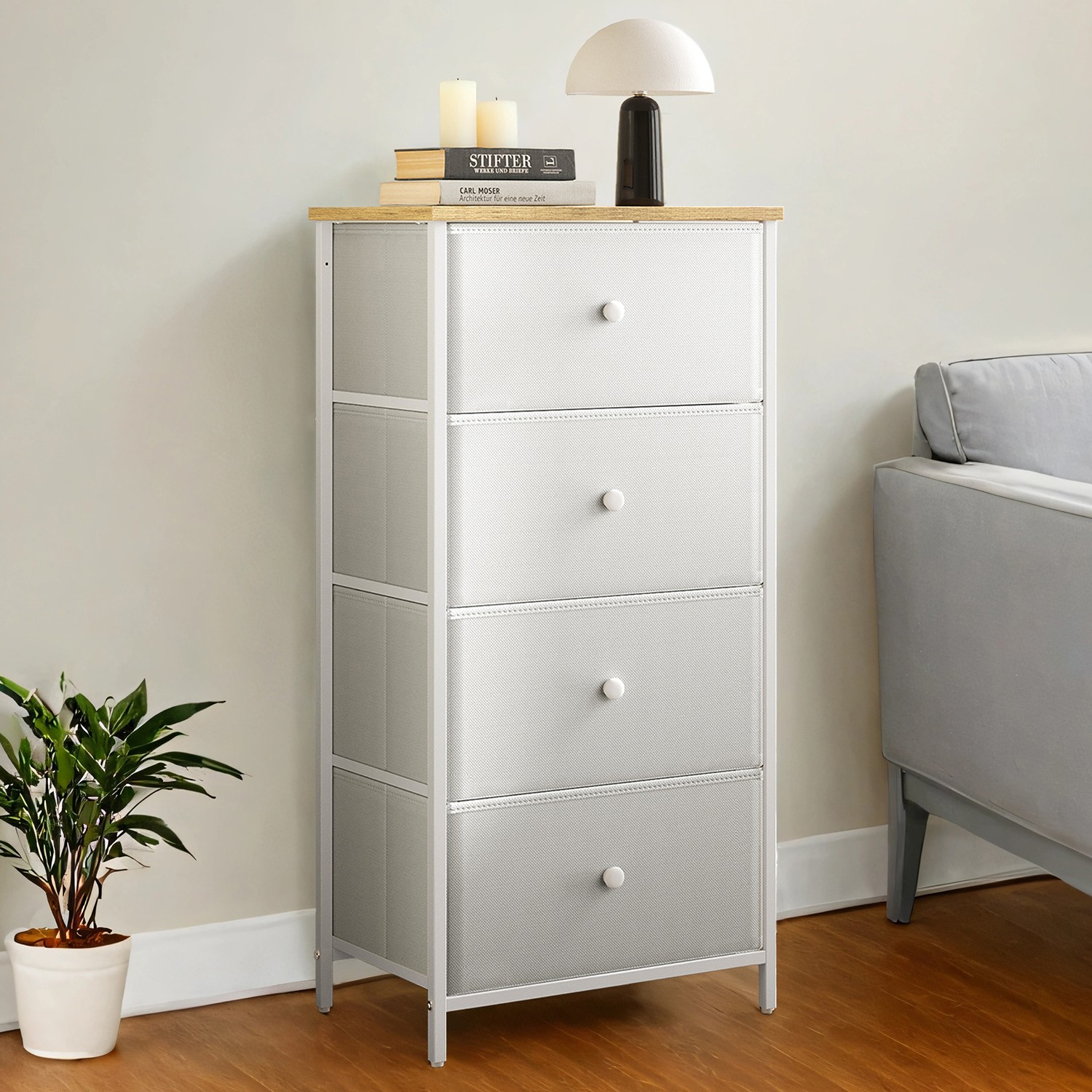 VERRA White Chest of Drawer - Medium-sized, 4 Drawers