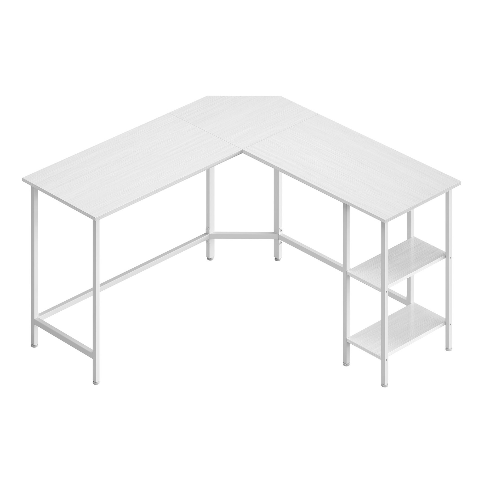 KEKIBO L-Shaped Writing Desk with Shelves - White
