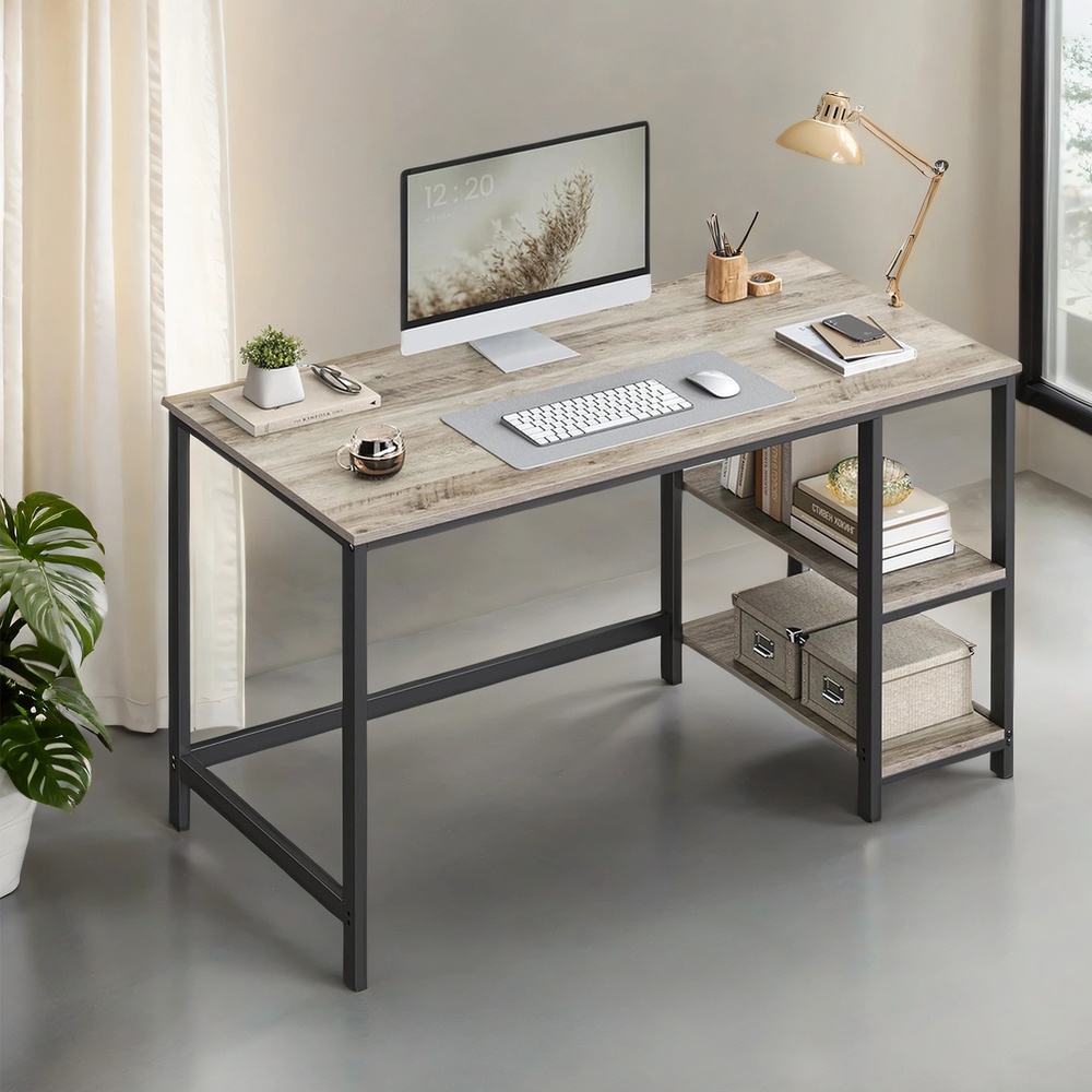 LAKURY Office Computer Desk - Greige and Black