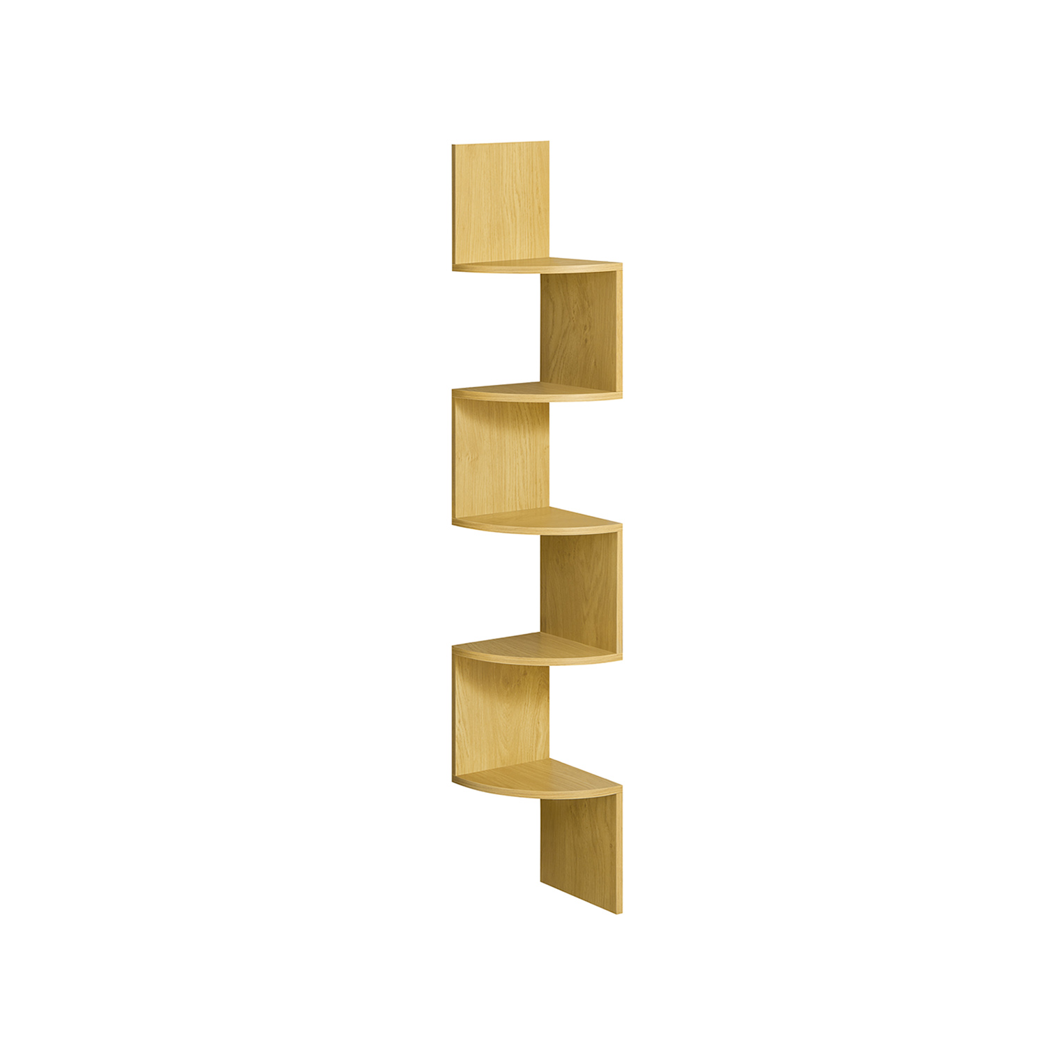 Corner Shelf - LUMLIA 5 Tier Wall Mounted Shelf Natural Oak - Natural Oak