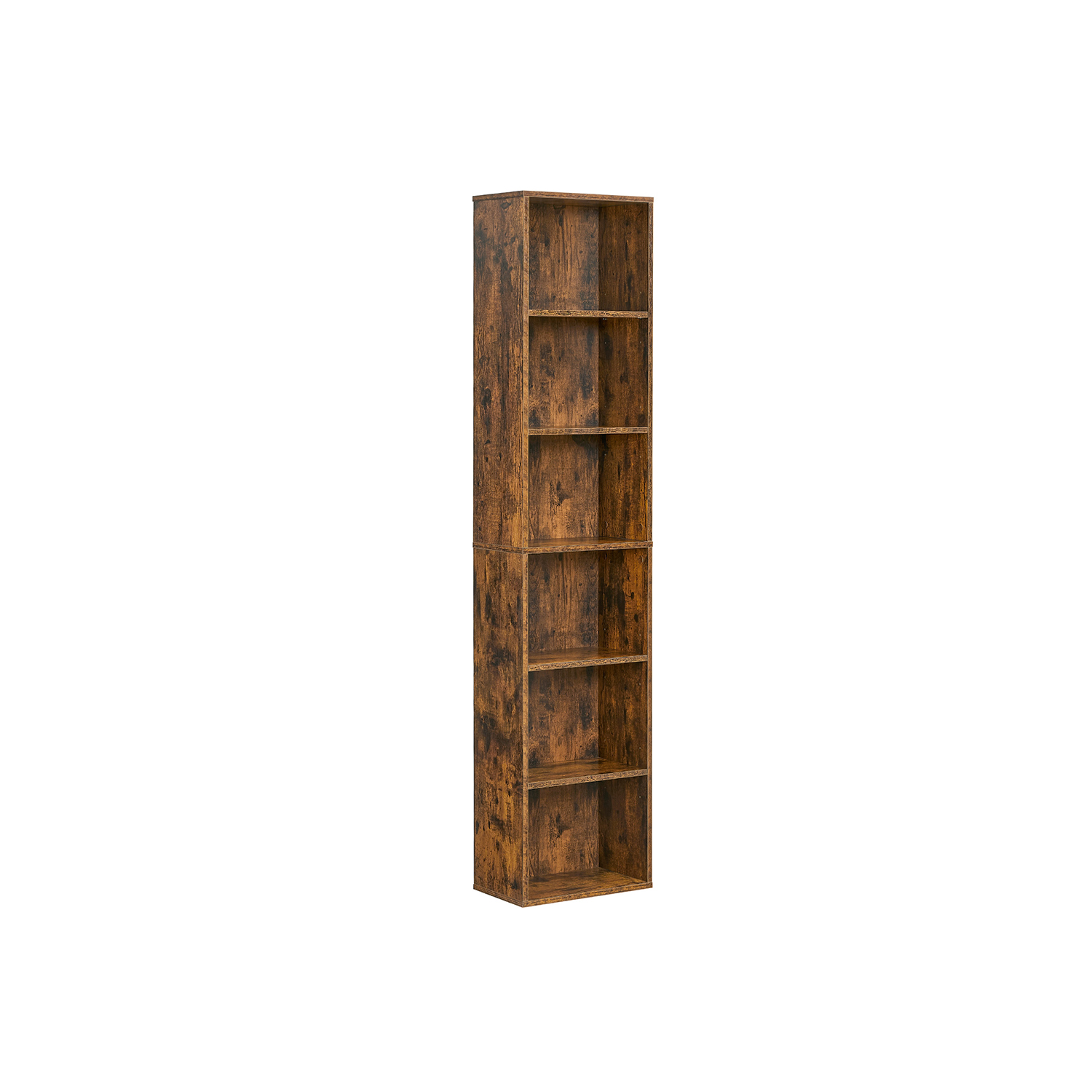 Bookshelf - MONNOS 6 Shelf Rustic Bookshelf - Rustic Brown