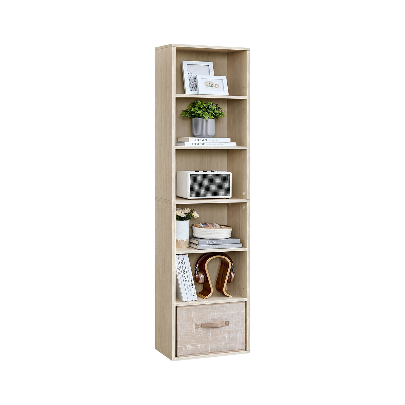Bookcase - MONNOS 6 Tier Bookshelf 24 x 40 x 178.5 cm - Beige