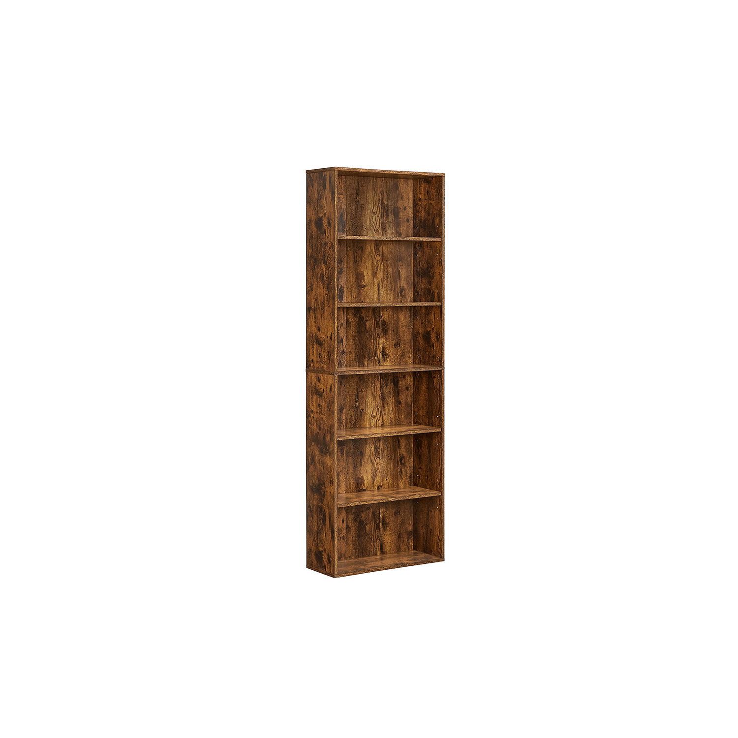 Bookcase - MONNOS Industrial 6 Shelve Rustic Brown - Rustic Brown
