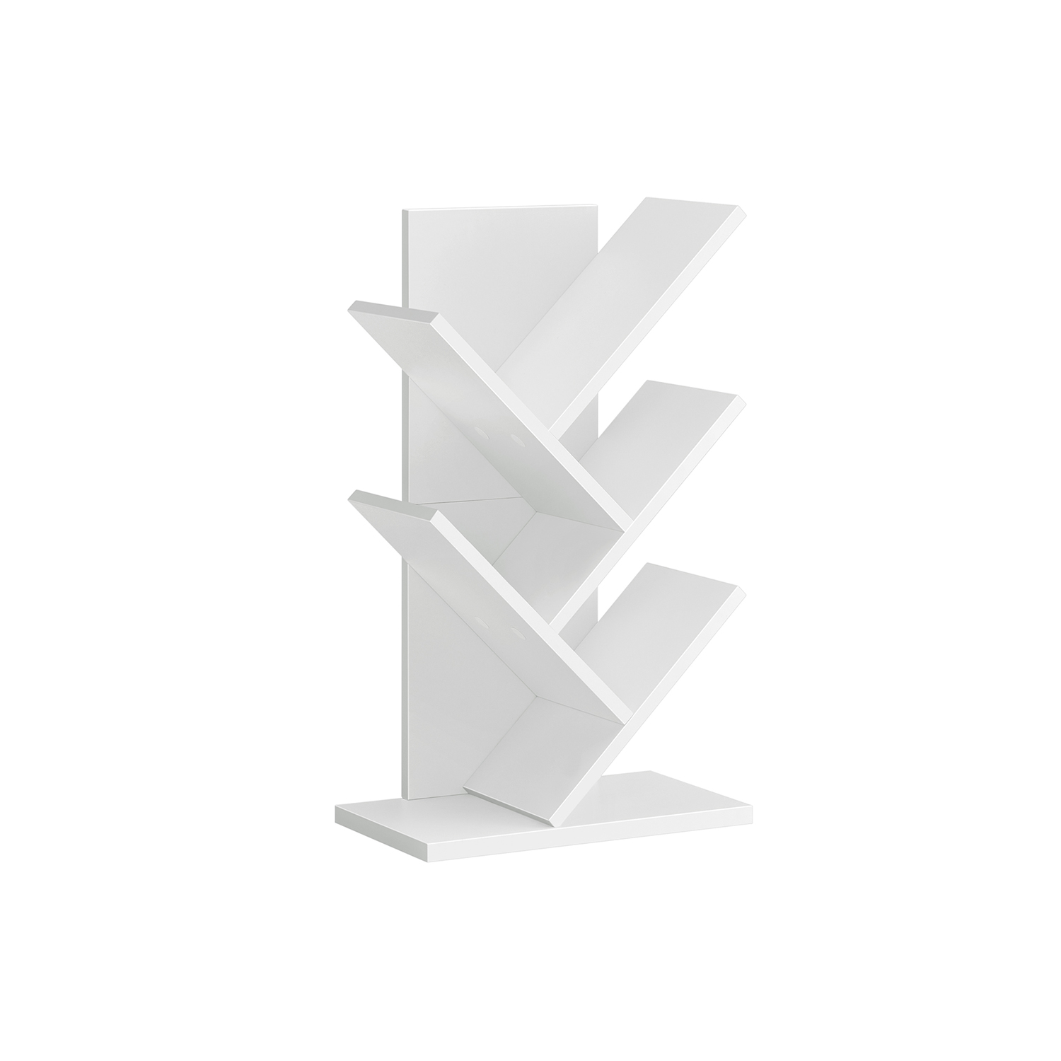 Tree Bookshelf - MONNOS 5 Tier Wooden Shelves - White