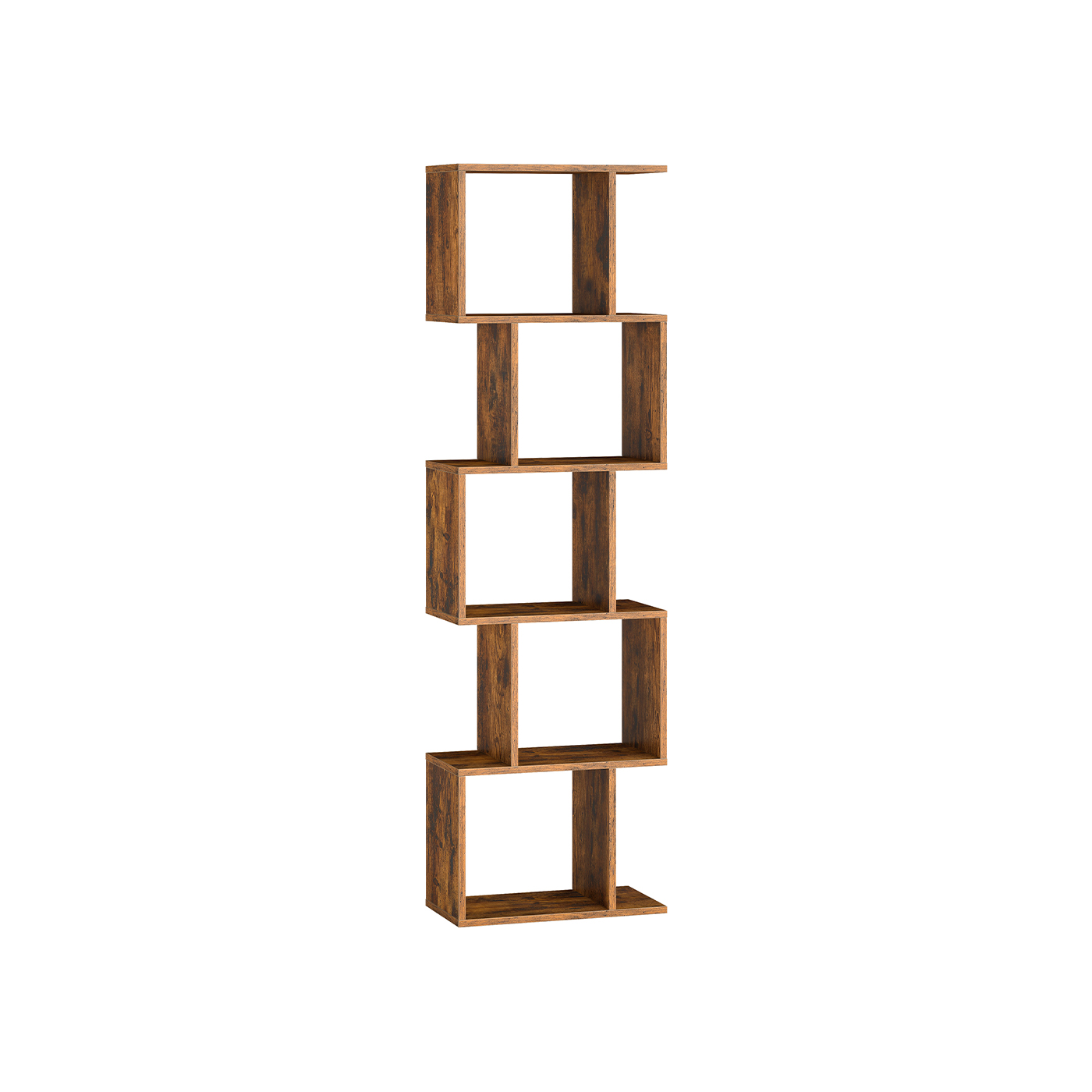 Bookshelf - MONNIA 5 Cube Shelves Room Divider Rustic Brown