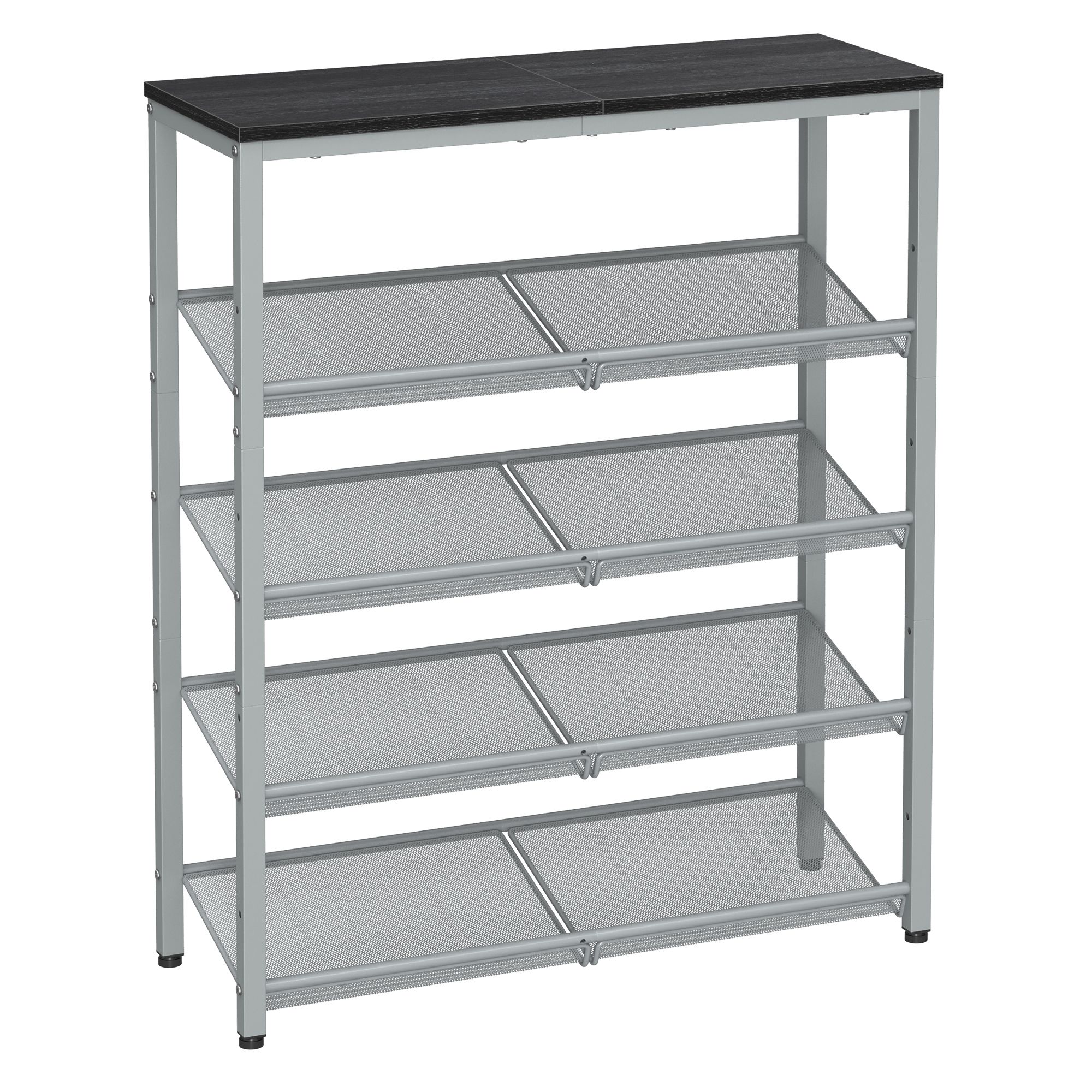 AVOSO Shoe Rack - 5 Tier Storage Medium Sized Rack - Metallic Silver
