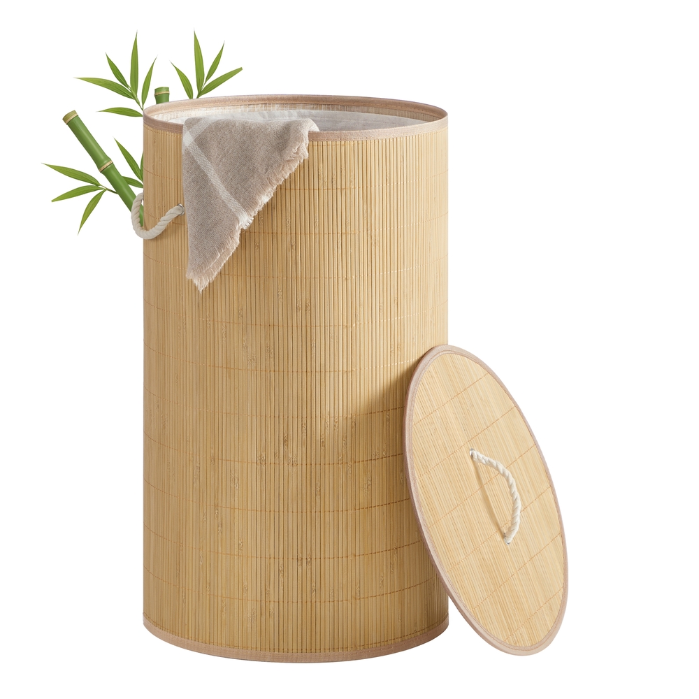 LESYPI Laundry Basket with Lid 90L - Natural