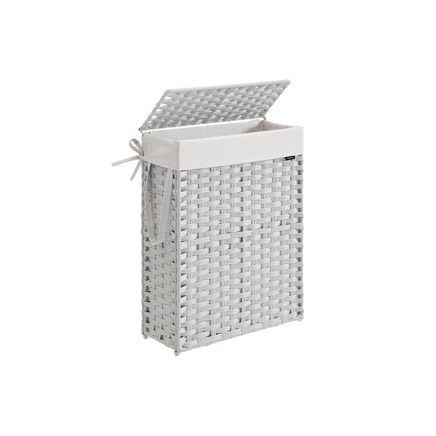 Laundry Basket - TARRIA 55L Slim with Lid and Handle - White