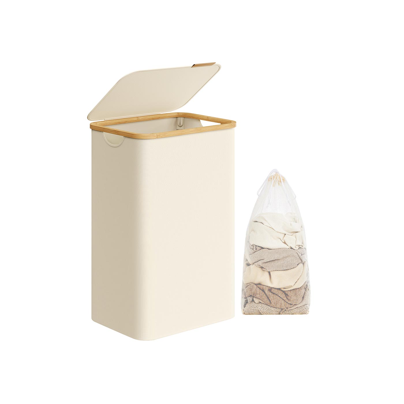Laundry Basket - LUSNZA 90L with Lid - White