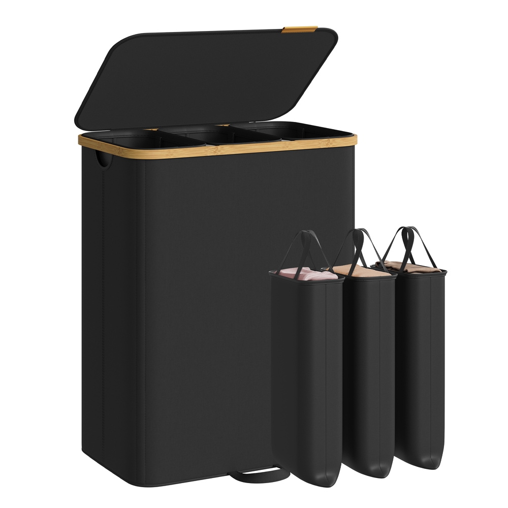 LOFYGU 3 Compartment Laundry Basket 170L - Slate Grey