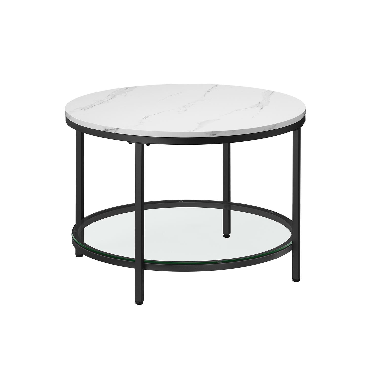 Round Coffee Table Marble White and Ink Black