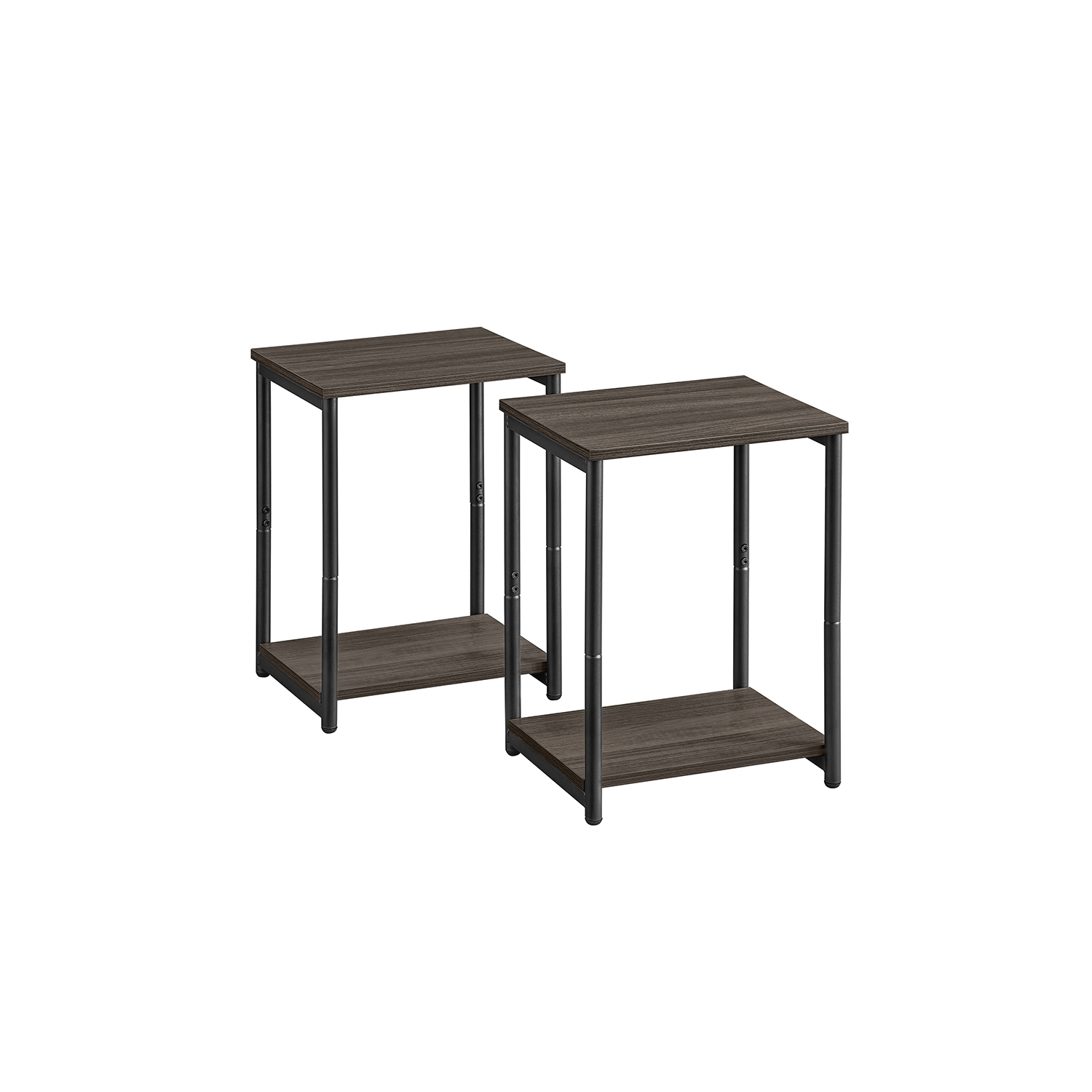 Side Tables - SERDA Set of 2 Tables 2 Tier Chestnut Brown Black