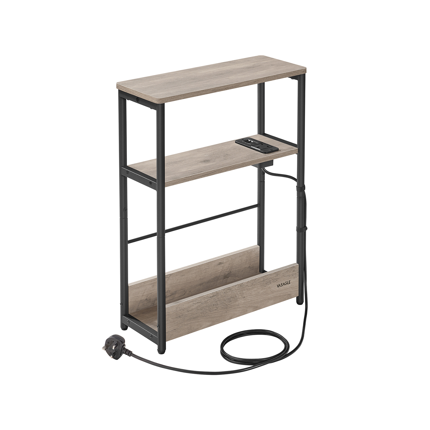 Side Table - VIVNIA 3 Tier Slim Table Natural Black