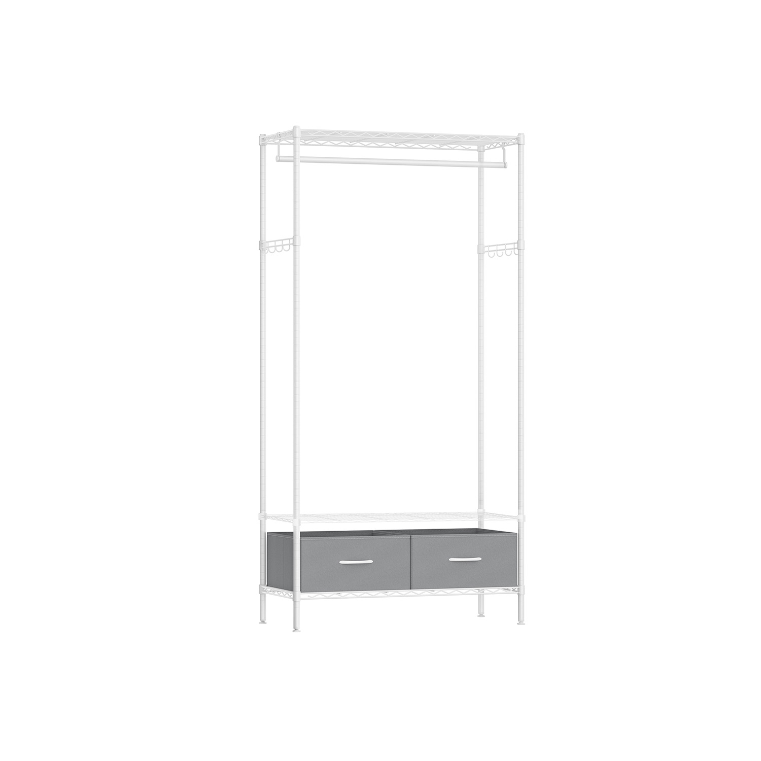 Clothes Rack - FINNIA Mesh Shelf Clothes Rack - White and Dove Grey