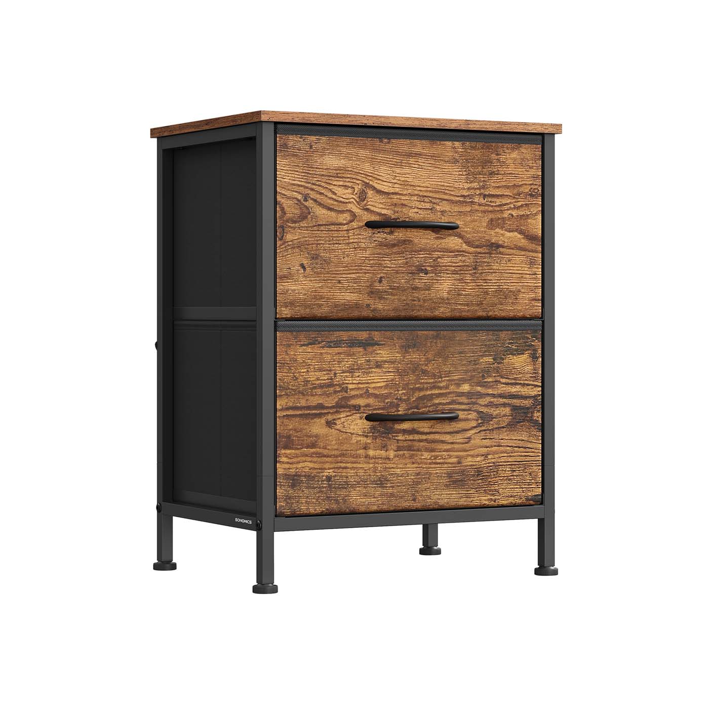 SILVERDEN Bedside Table with 2 Drawer Fabric Storage - Brown