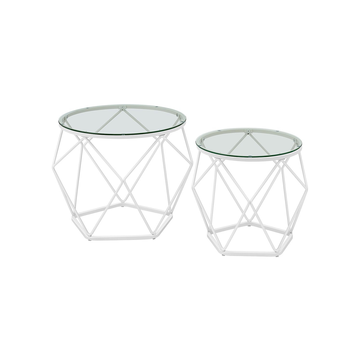 Coffee Tables - VIVVAS Set of 2 Round Table Transparent and White - White