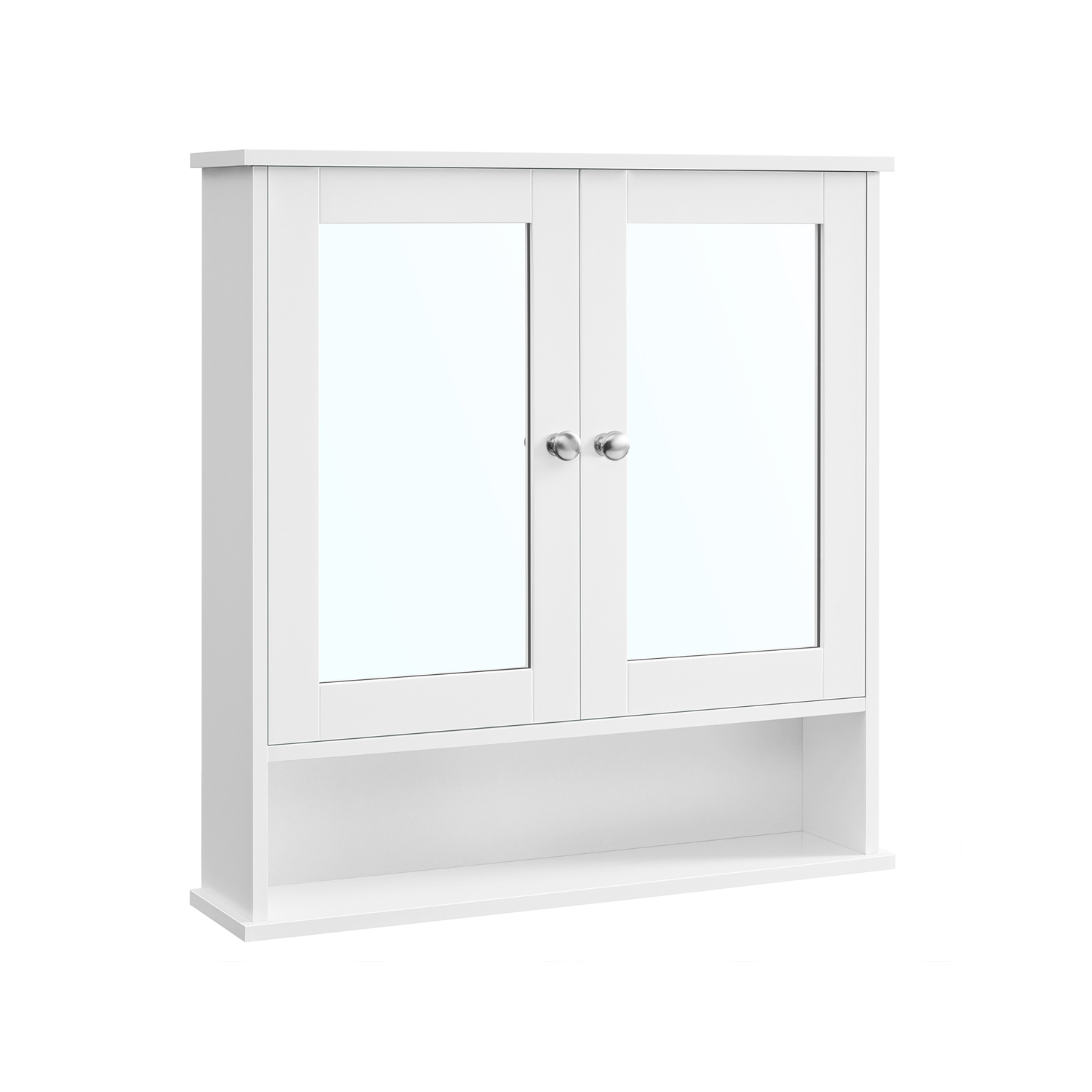 Wall-Mounted Bathroom Cabinet with 2 Mirrored Doors and Compartment