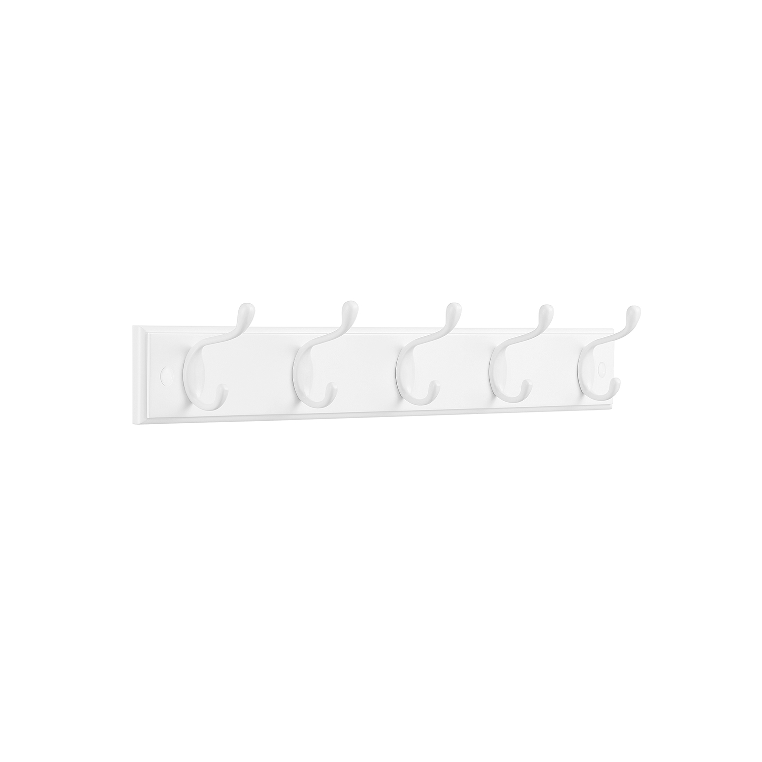 Coat Rack - MONRAE Wall Mounted with 5 Dual Metal Hooks - White