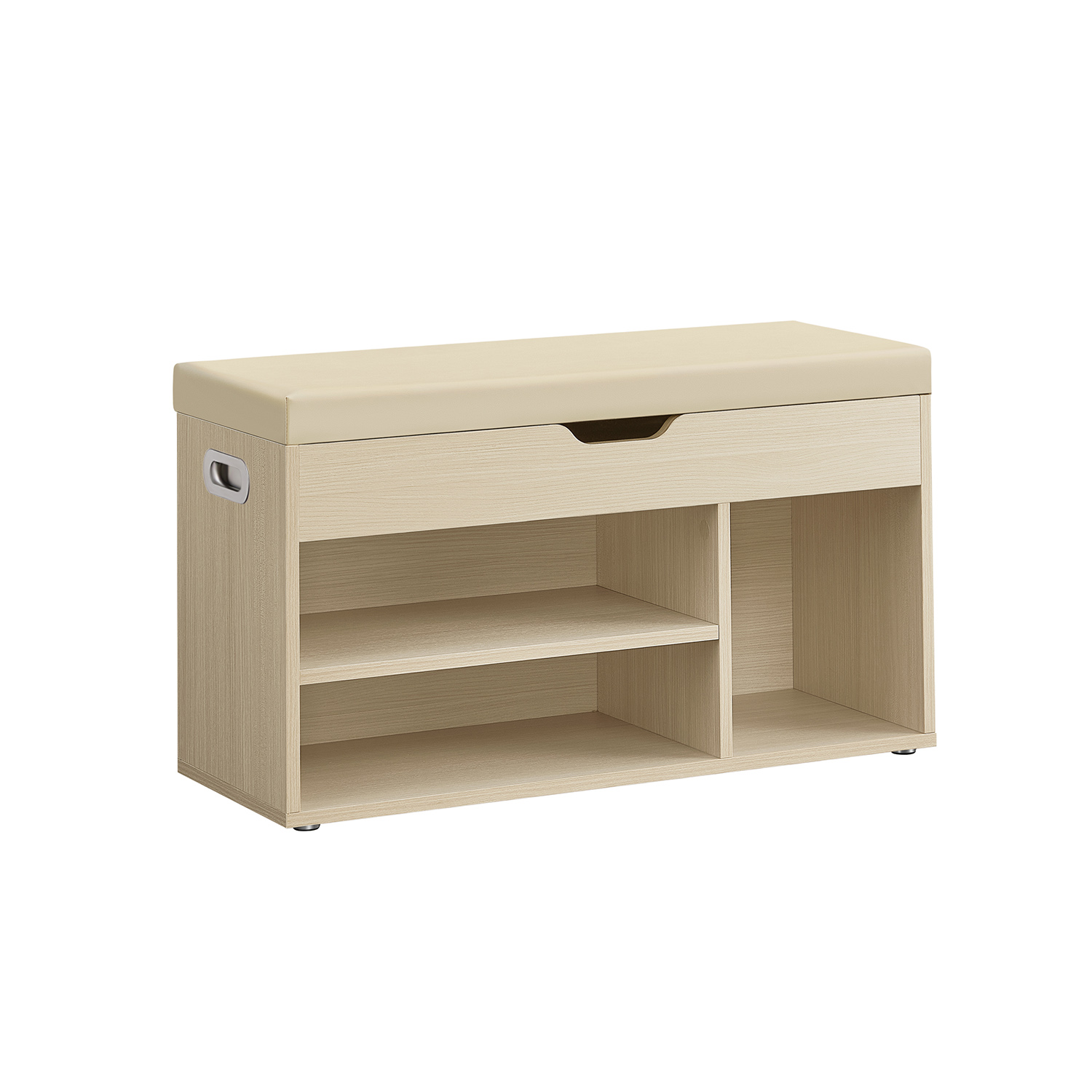 NOVRIA Shoe Bench - 3 Compartment Cushion Seat Medium Sized Bench - Natural Beige