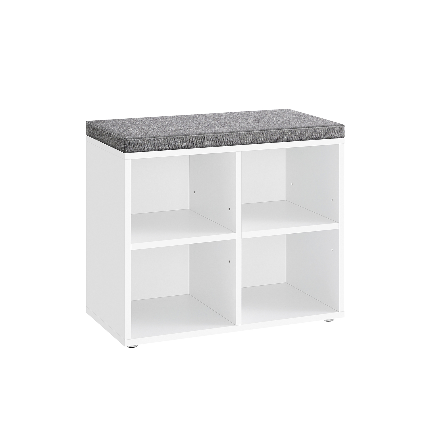 TARRO Shoe Bench - 4 Compartment Cushion Seat Small Sized Bench - Cloud White