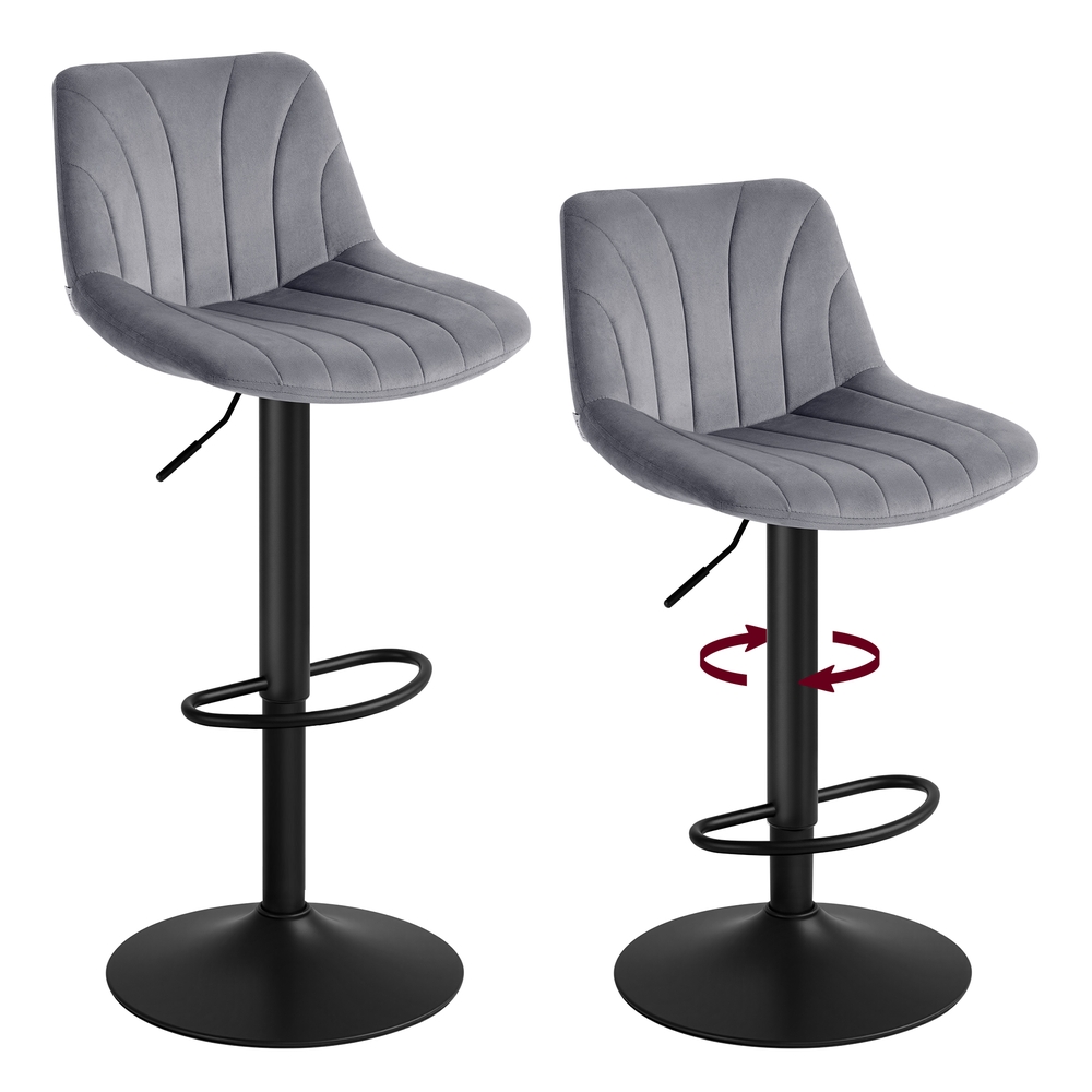 FADEGI Set of 2 Adjustable Bar Stools with Backrests - Slate Grey