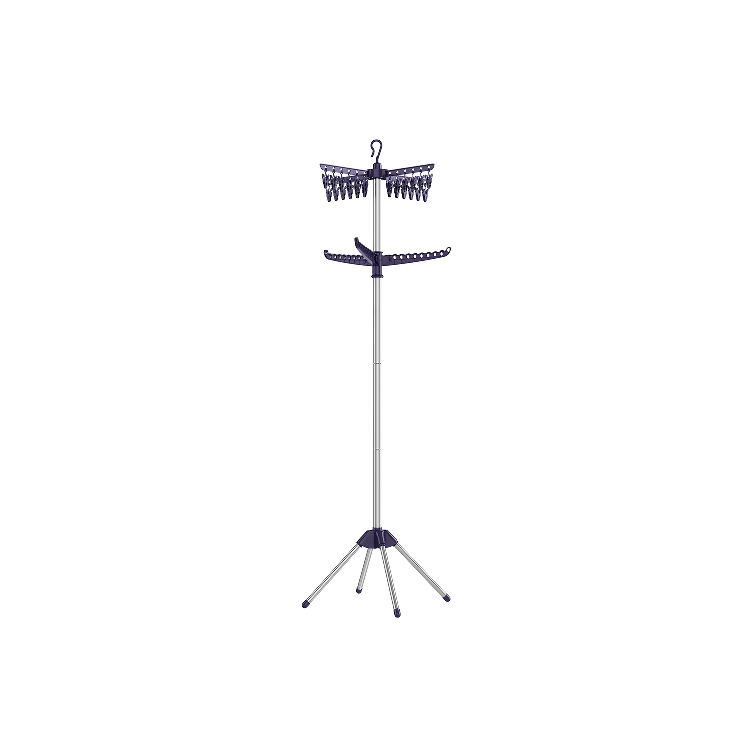 Folding Clothes Airer with 3 Rotatable Arms Blue and Silver