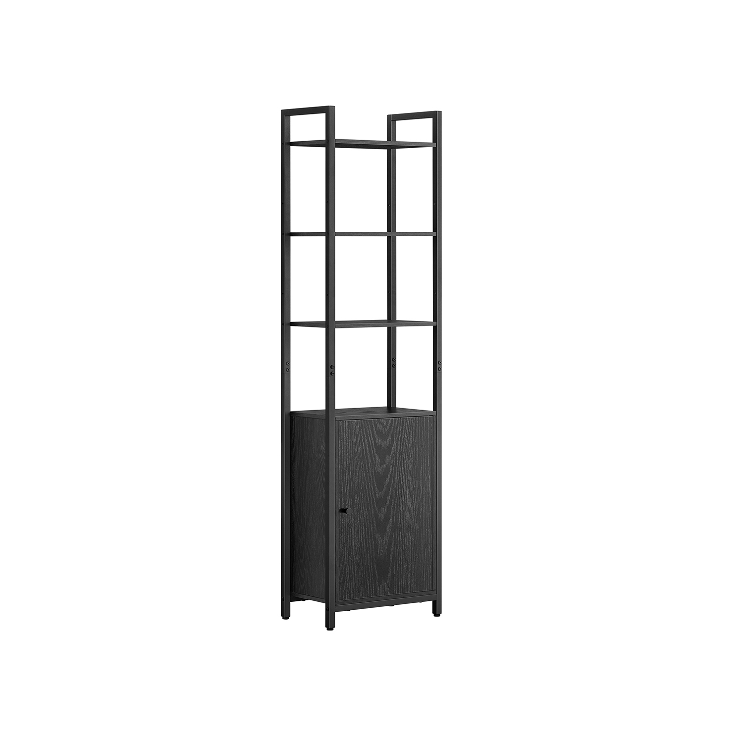 Bookcase - ASTON 6 Tier Shelf with Door Ebony Black - Black