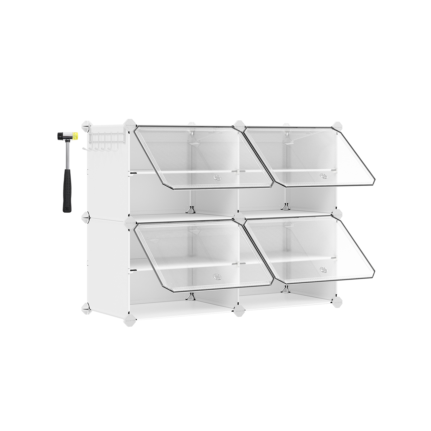 MARTTO Shoe Rack - 8 Box Shelf Interlocking Plastic Medium Sized Rack - Cloud White