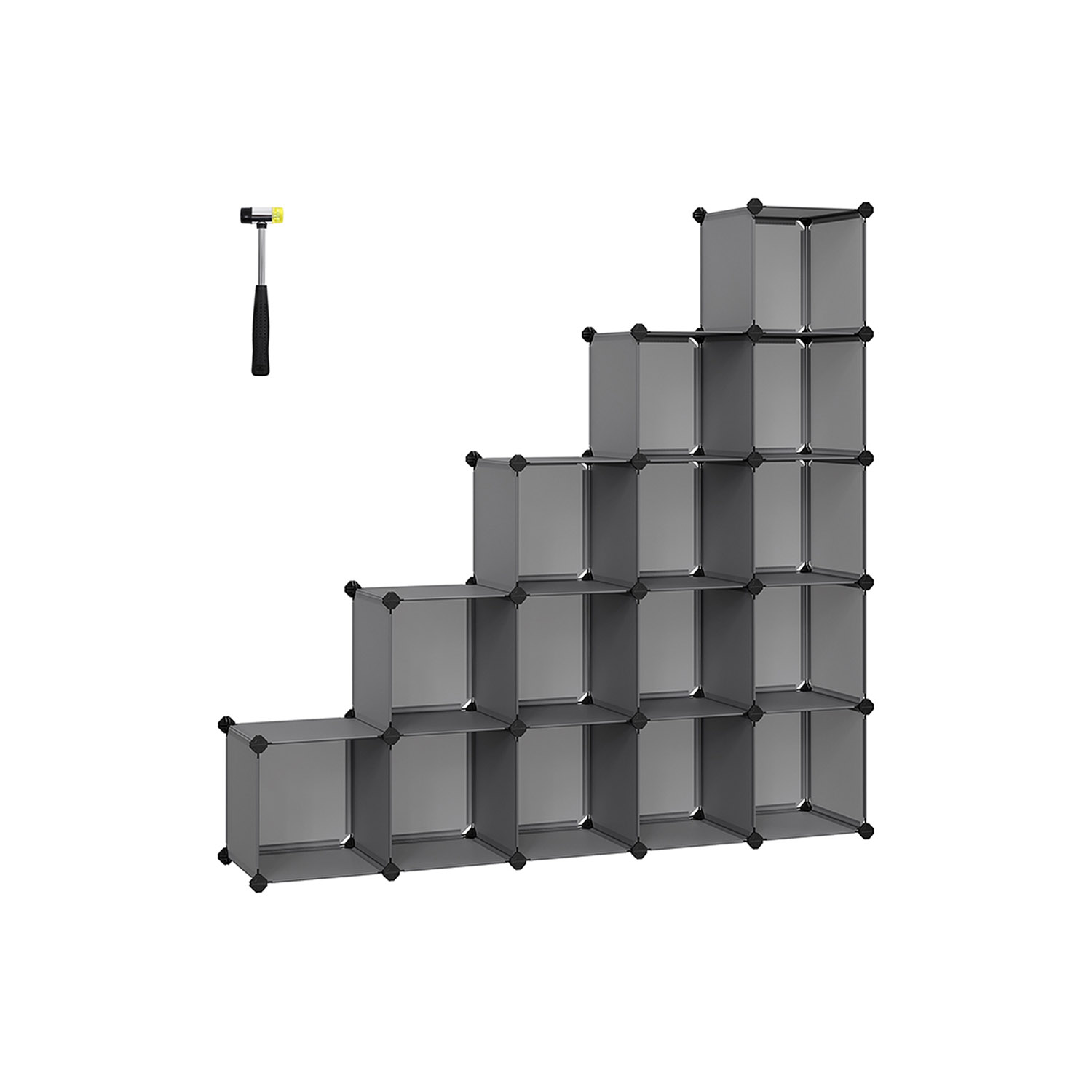 Storage Organizer - ZARRAH 16 Cube Organiser Boxes - Slate Grey