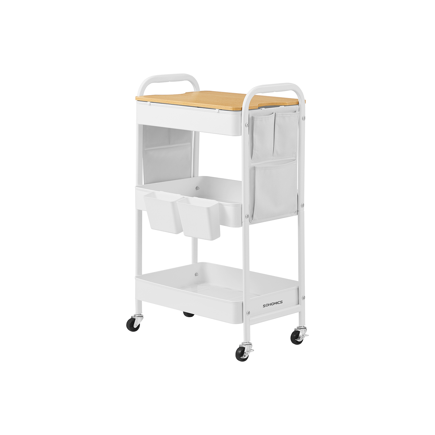 Storage Trolley - ORARAH 3 Tier with Table Top - White