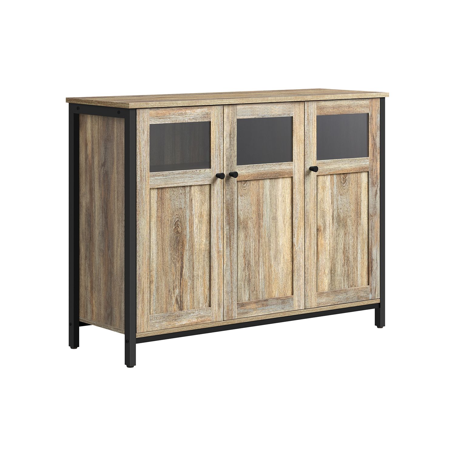 Sideboard - VIVZA Glass Door Sideboard with Storage - Turquoise Brown