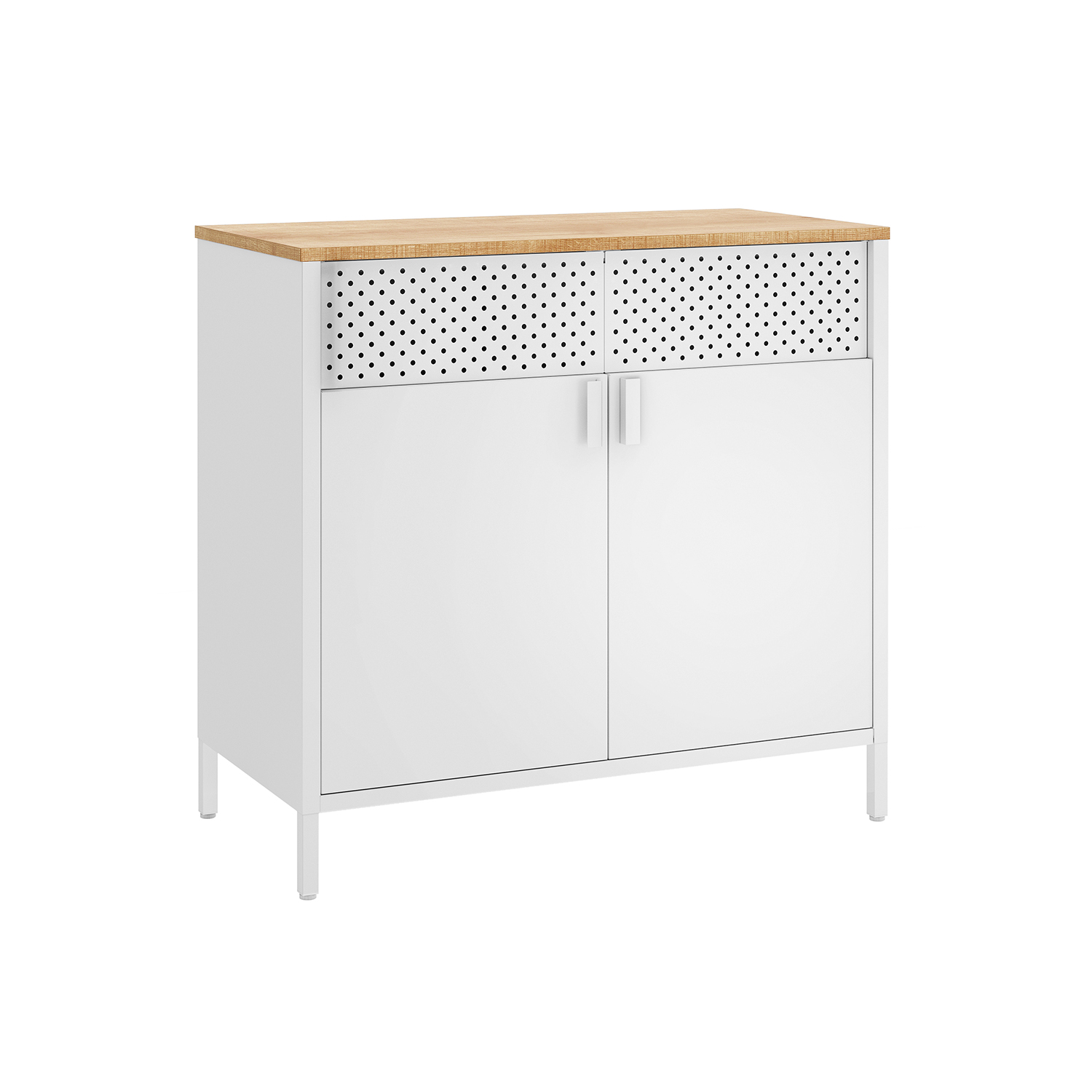 Storage Cabinet - MODRO Double Door Storage Cabinet with Shelves - White