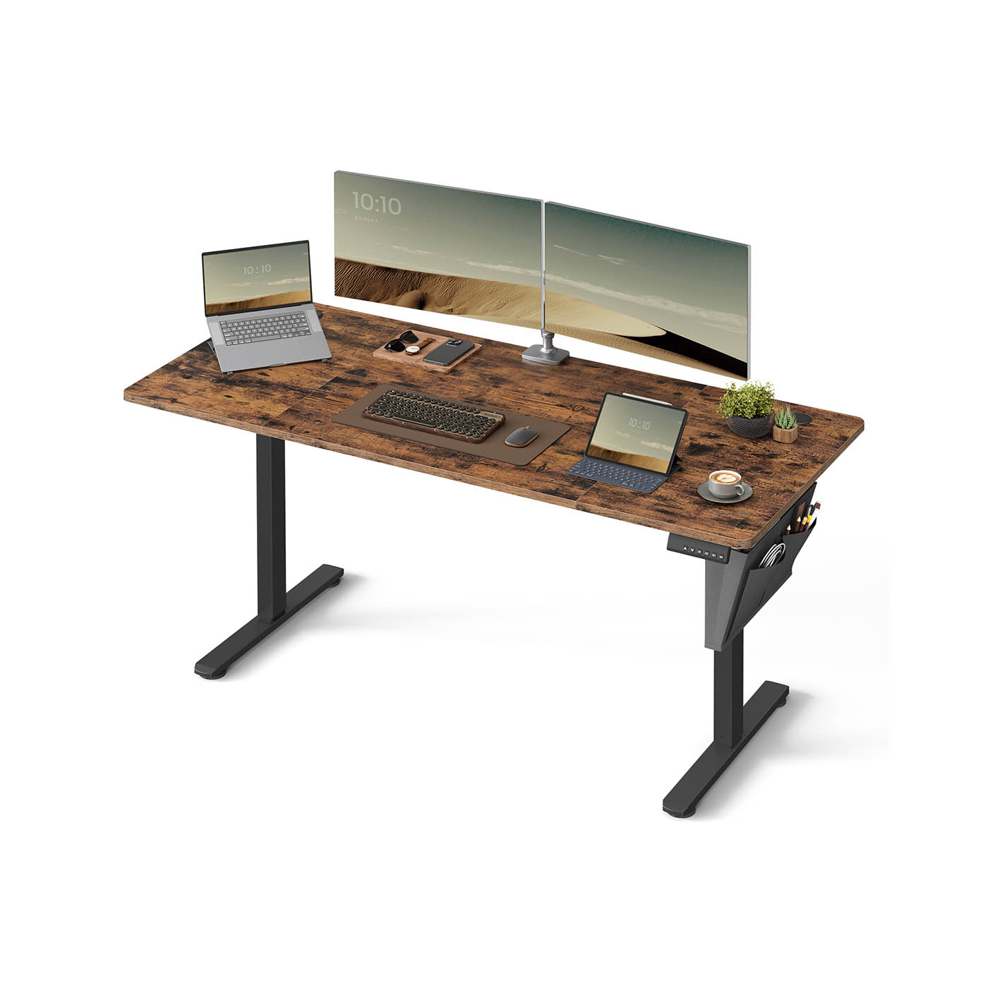 Computer Table - ASTNOS Electric Height Adjustable Standing Desk 70 x 160 cm - Rustic Brown