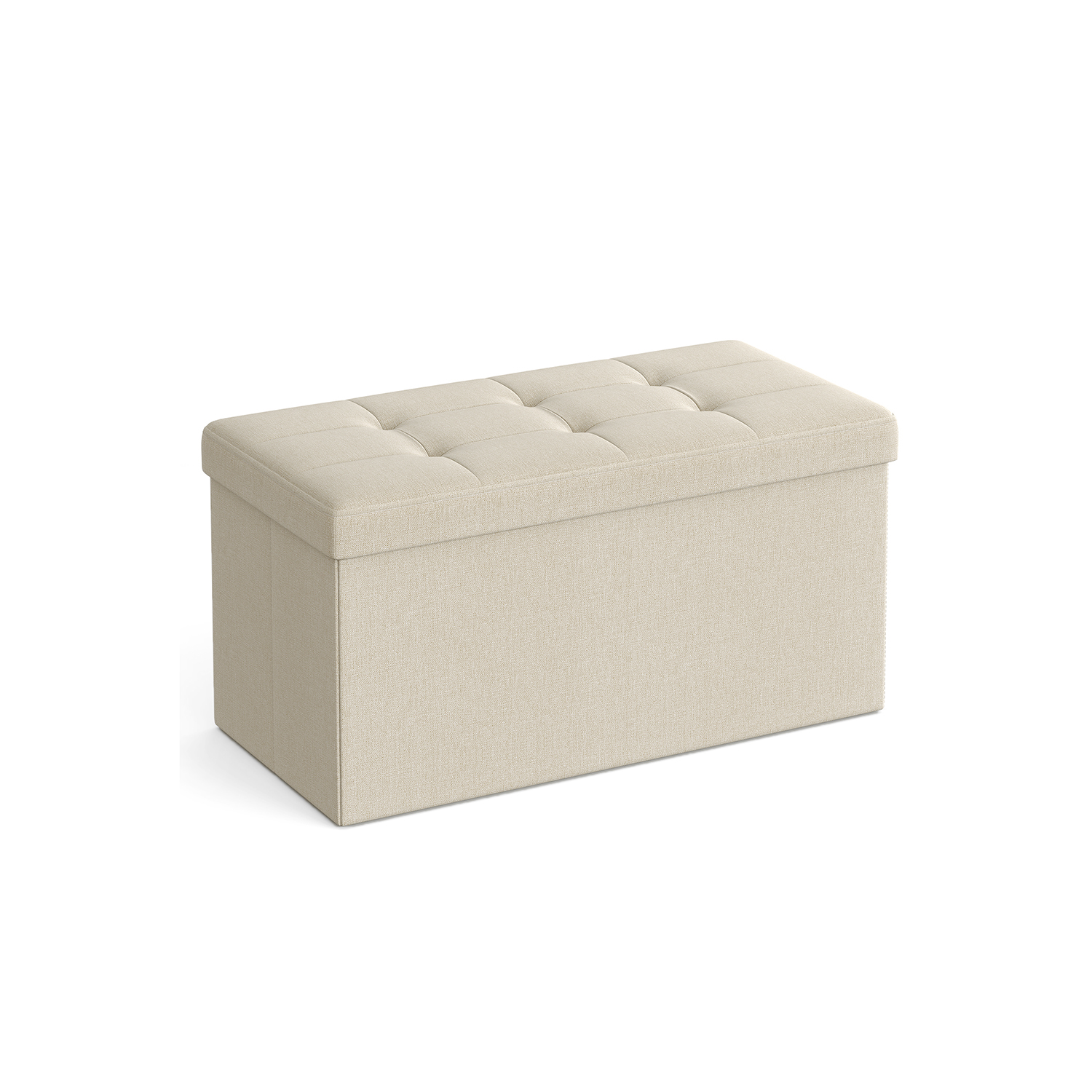 Ottoman Seats - LUSVAS Foldable Storage Ottoman with Lid - White