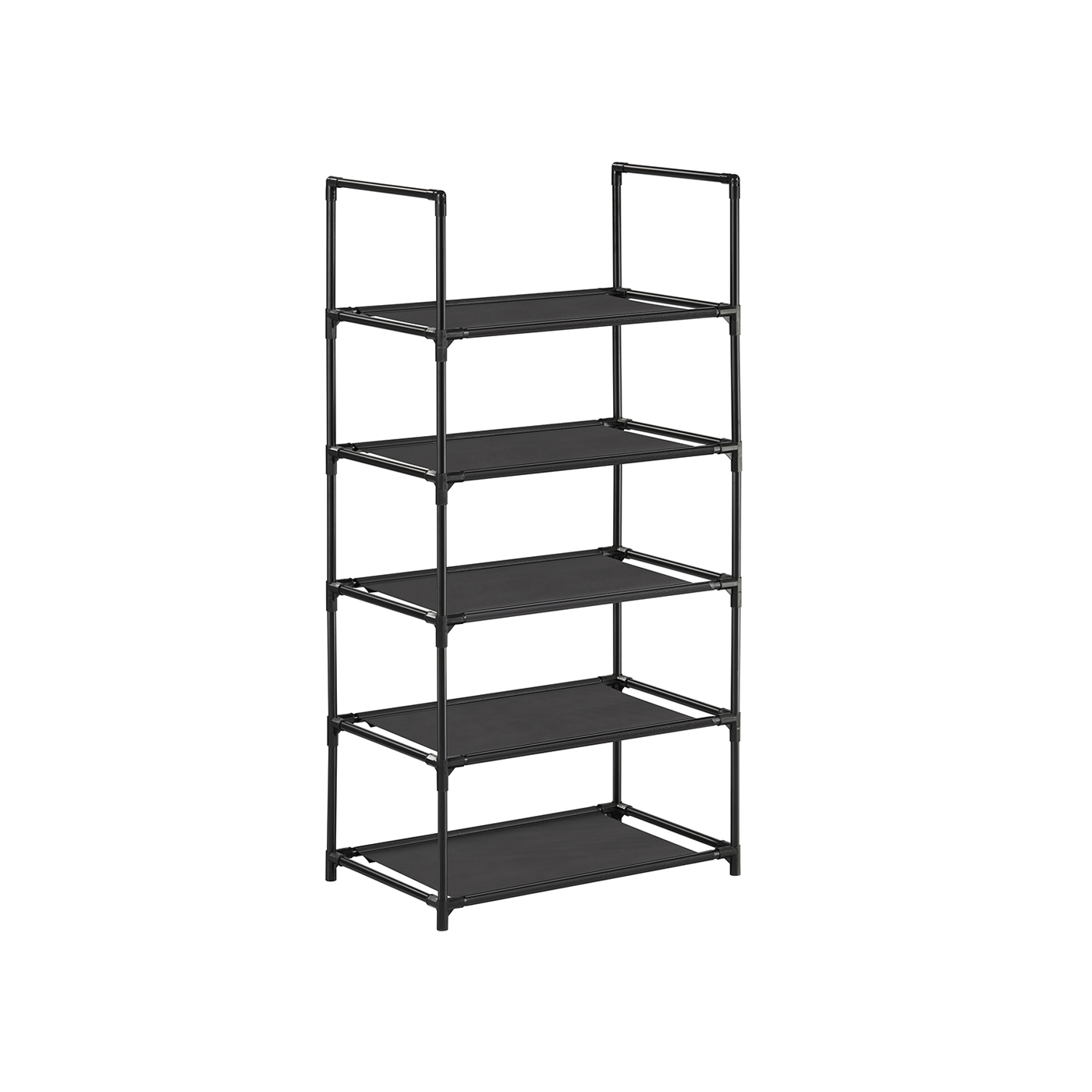 VERLIA Shoe Rack - 5 Tier Fabric Tall Medium Narrow Shoe Rack - Black