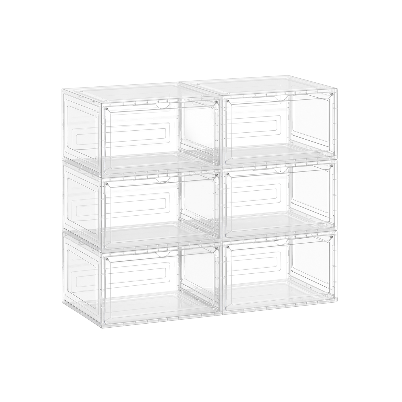 NOVNA Shoe Box - 6 Pack Stackable Small Sized ShoeBox - White