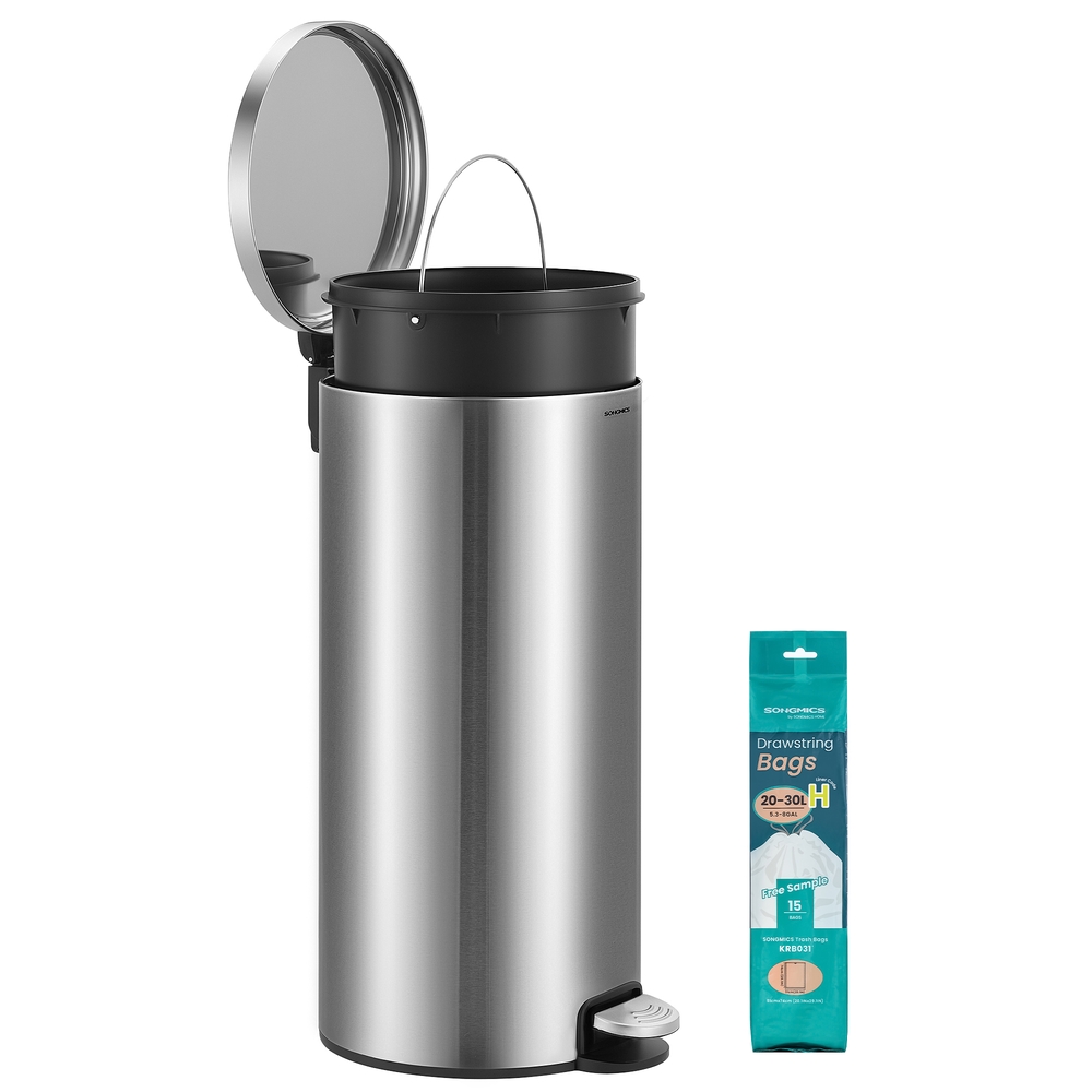 NOGOMU Metal Pedal Kitchen Bin - Silver