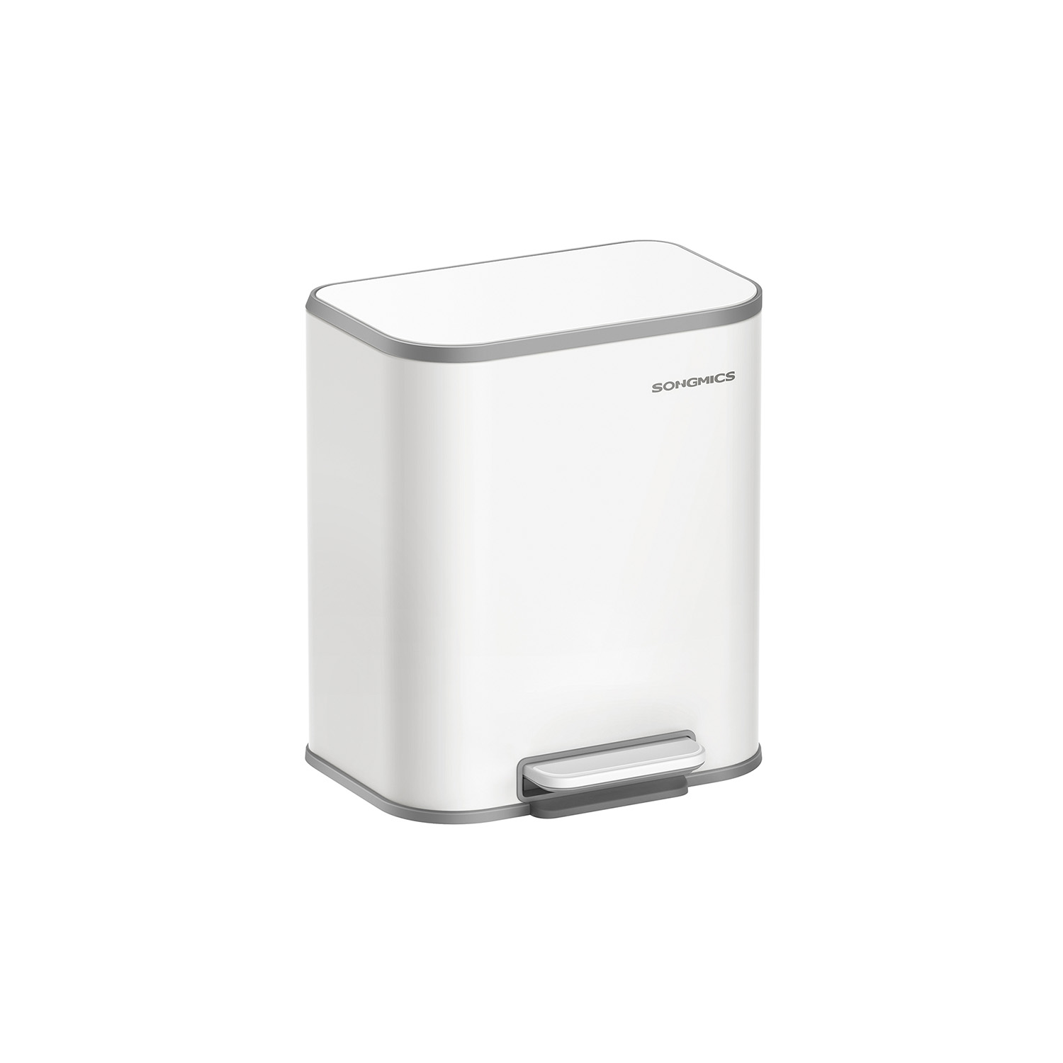 Kitchen Bin - MODRA 20L Wide Pedal Bin with Non-Slip Base - White