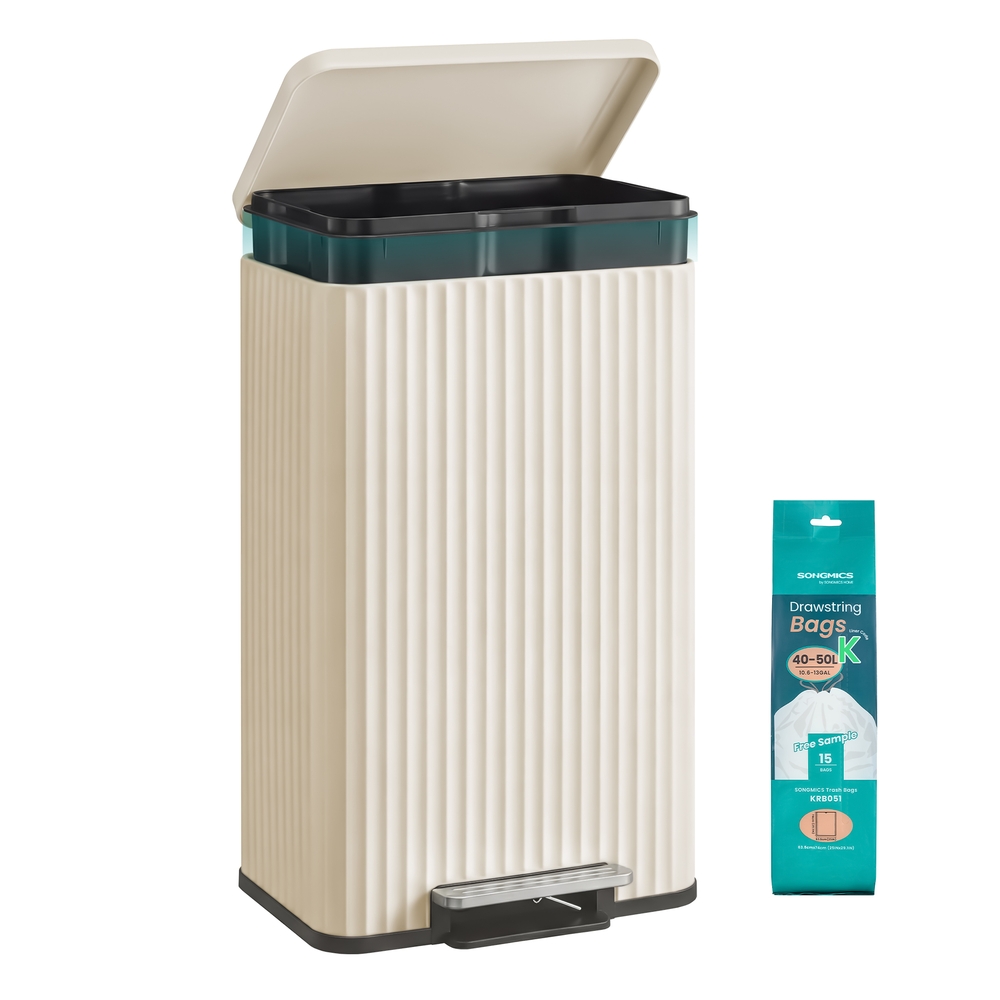 NONIDO Pedal Waste Bin with Soft Close Lid - Cream White
