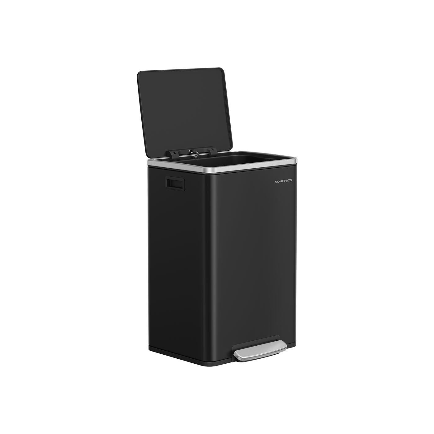 Kitchen Bin - MODRA 50L Stainless Steel with 15 Bin Bags - Black