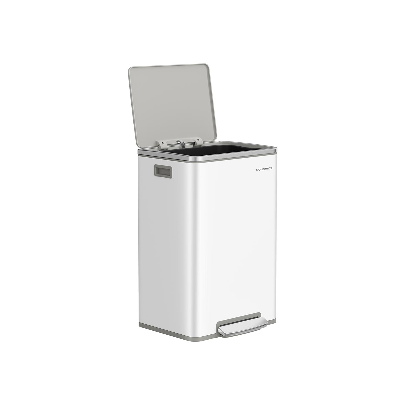 Kitchen Bin - MODRA 50L Stainless Steel with 15 Bin Bags - White