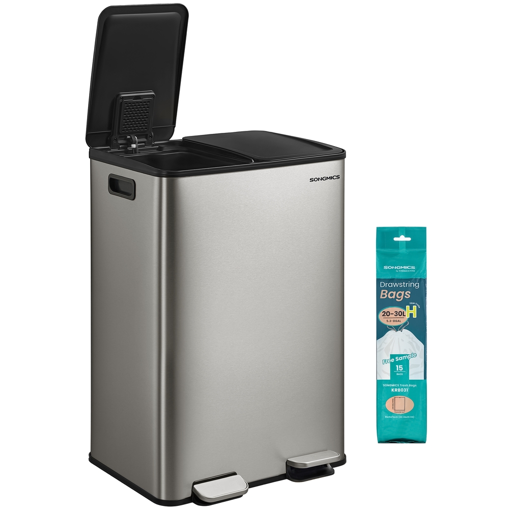 NOSULY Dual Compartment Kitchen Bin - Silver