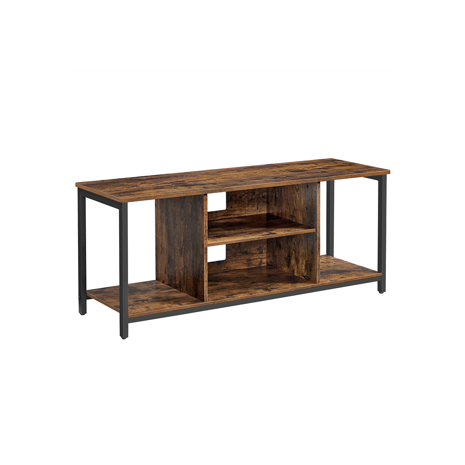 TV Stand - MARZA Rustic Brown Open Shelving TV Stand - Rustic Brown