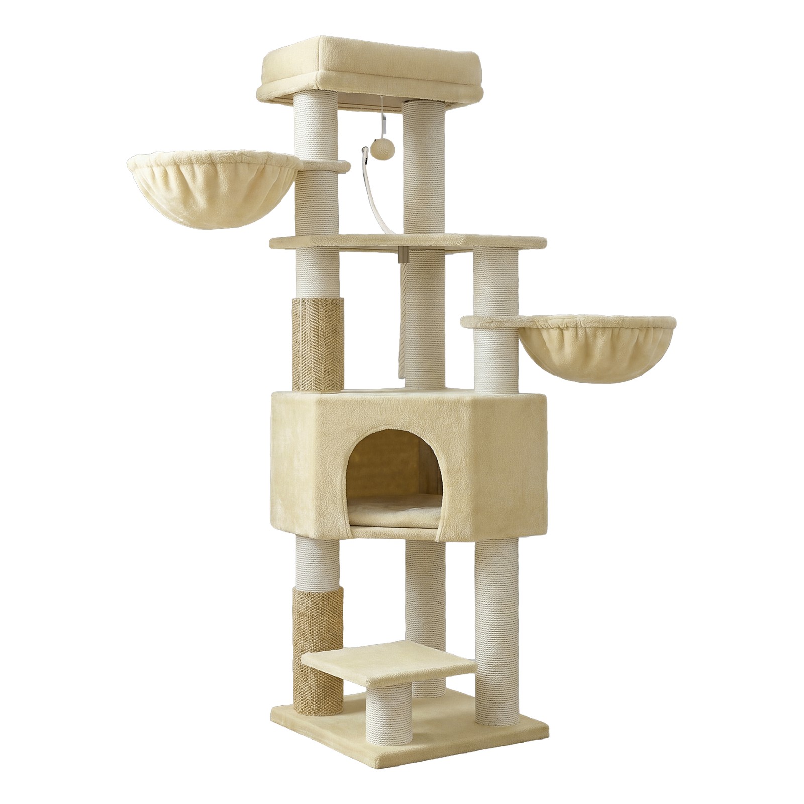 PEFATO Heavy Duty Cat Tree with Scratching Posts - Beige