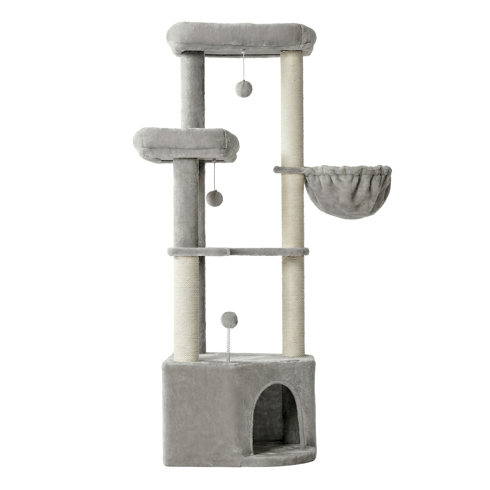 PEMYTY Cat Tree with Condo - Light Grey