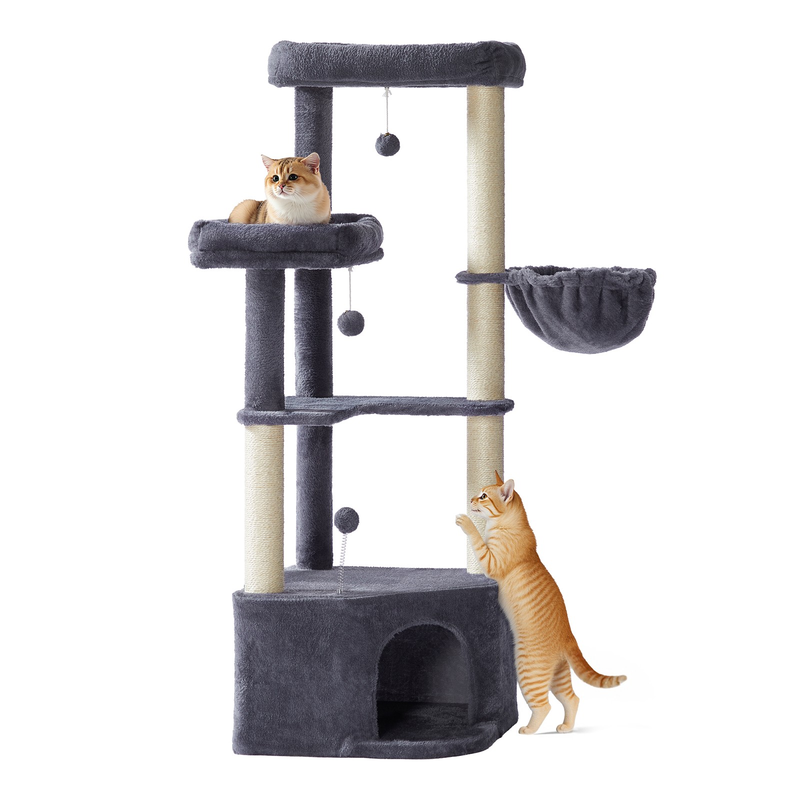 PEMYTY Cat Tree with Condo - Dark Grey