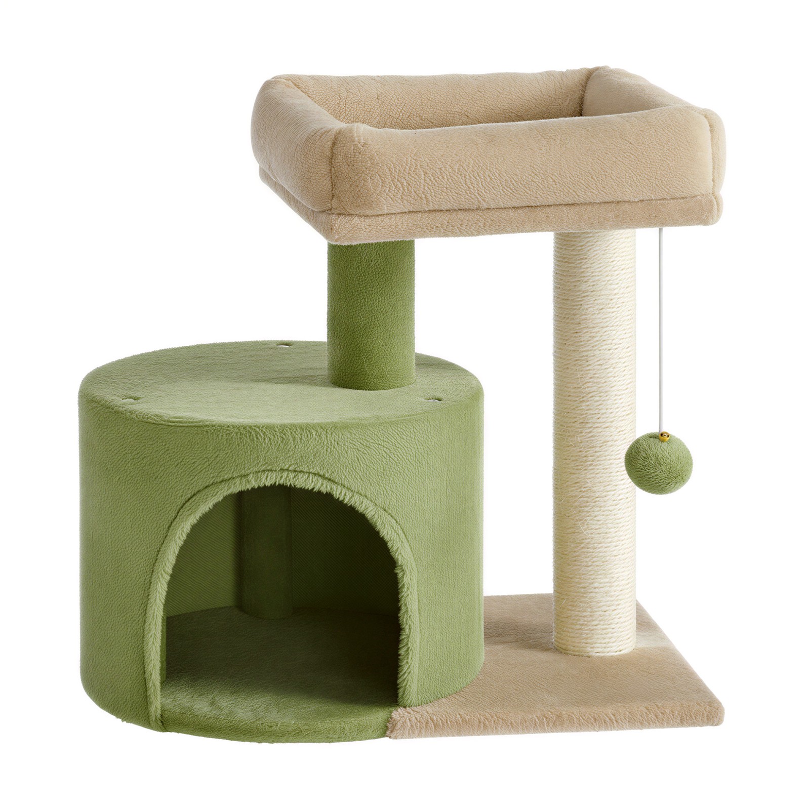 PEPALA Cat Condo with Scratching Post - Green and Brown