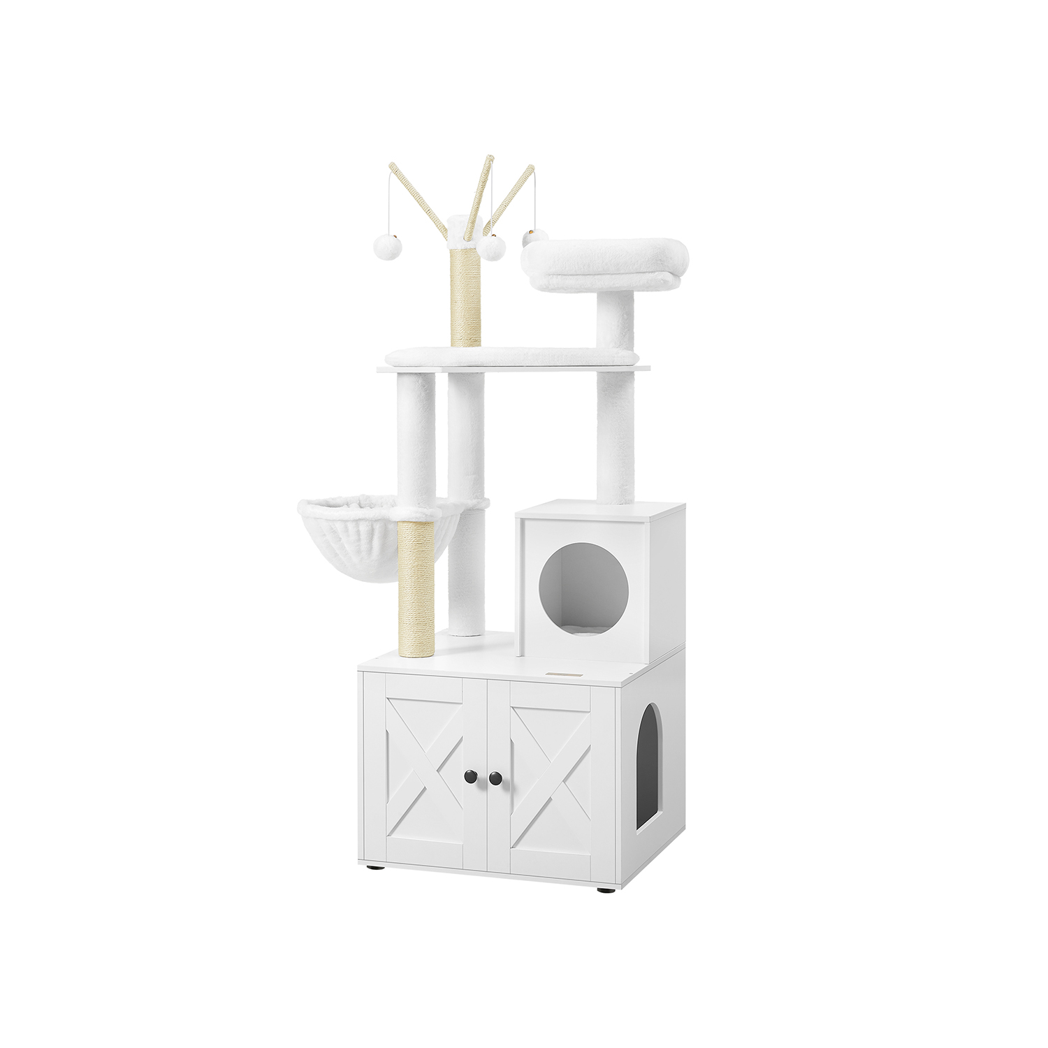 Cat Tree - FINRIA Litter Box Scratching Post - White